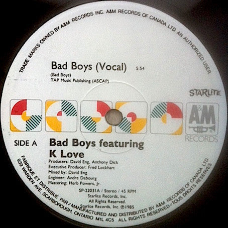 Bad Boys -  Bad Boys Vinyl Record