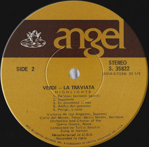 Giuseppe Verdi, Victoria De Los Angeles, Carlo Del Monte, Mario Sereni With The Orchestra Del Teatro Dell'Opera Di Roma And Coro Del Teatro Dell'Opera Di Roma Conducted By Tullio Serafin - La Traviata (Highlights) - 1970