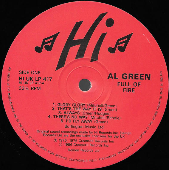 Al Green - Full Of Fire - 1986