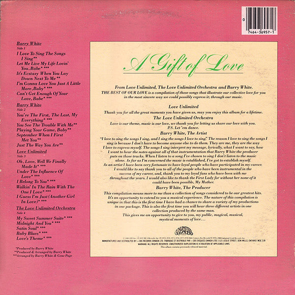 Barry White, Love Unlimited, Love Unlimited Orchestra - The Best Of Our Love - 1980