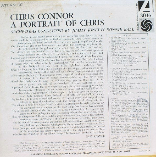 Chris Connor - A Portrait Of Chris Vinyl Record