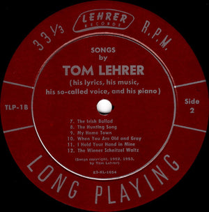 Tom Lehrer - Songs By Tom Lehrer Vinyl Record