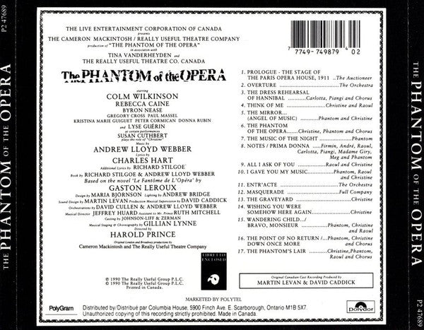 Andrew Lloyd Webber - Highlights From Andrew Lloyd Webber's The Phantom Of The Opera (Original Canadian Cast) (CD) - 1994