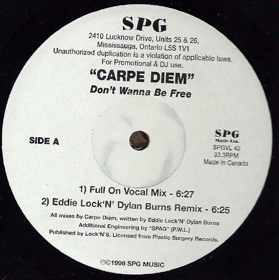 Carpe Diem - Don't Wanna Be Free - 1996