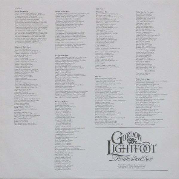 Gordon Lightfoot - Dream Street Rose - 1980