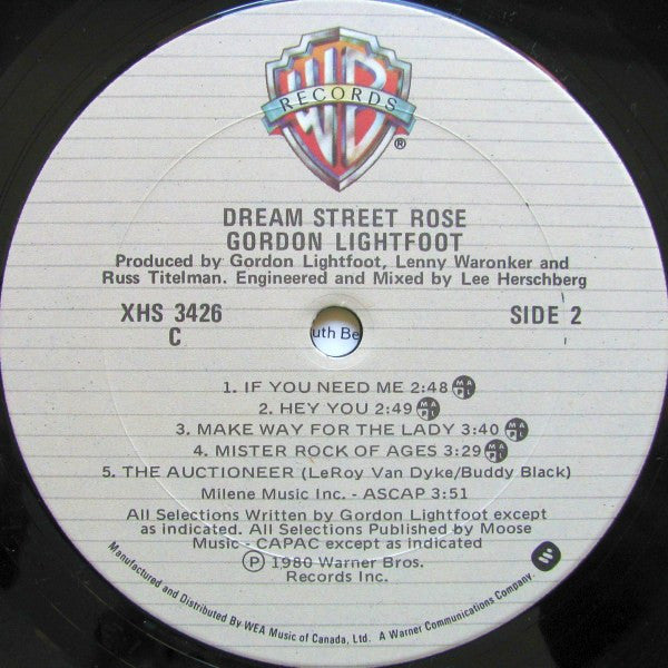 Gordon Lightfoot - Dream Street Rose - 1980