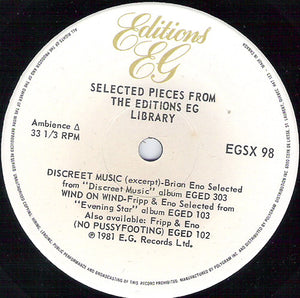 Various - Selected Pieces From The Editions EG Library - 1981