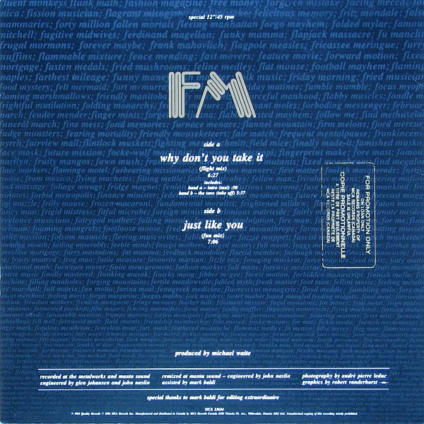 FM - Why Don't You Take It / Just Like You - 1986