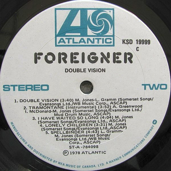 Foreigner - Double Vision Vinyl Record