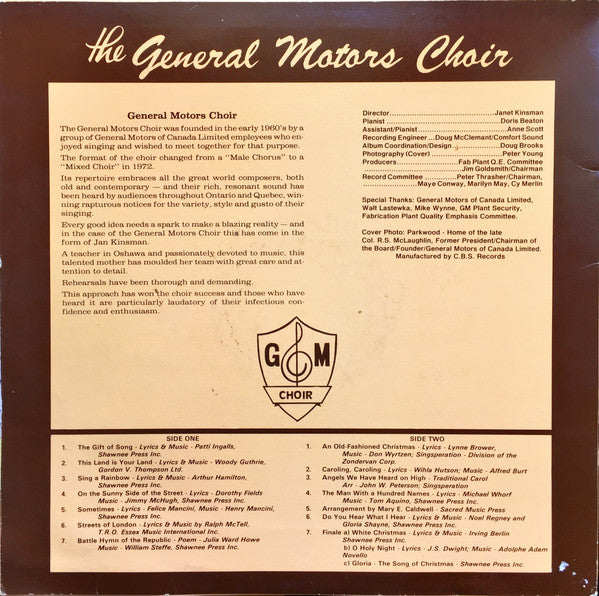 The General Motors Choir - A Gift Of Music Vinyl Record