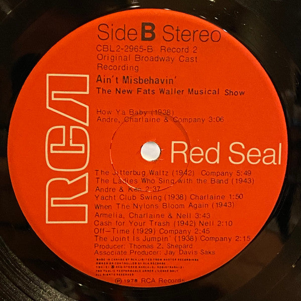 "Ain't Misbehavin'" Original Broadway Cast - Ain't Misbehavin': The New Fats Waller Musical Show - 1978