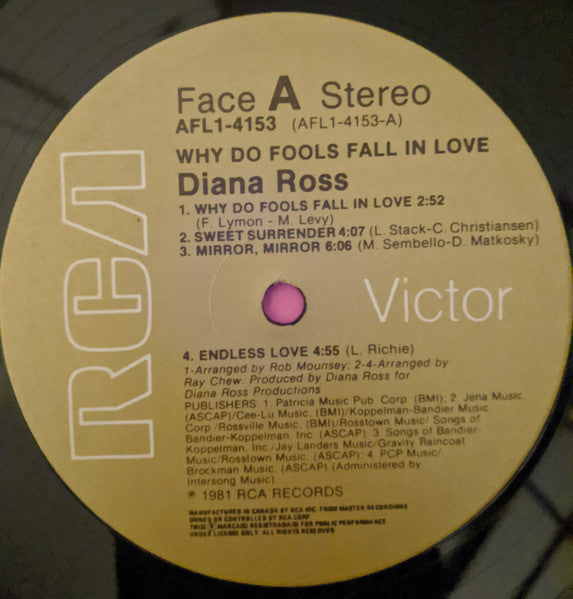 Diana Ross - Why Do Fools Fall In Love Vinyl Record