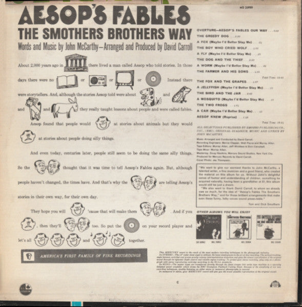 The Smothers Brothers - Aesop's Fables The Smothers Brothers Way Vinyl Record