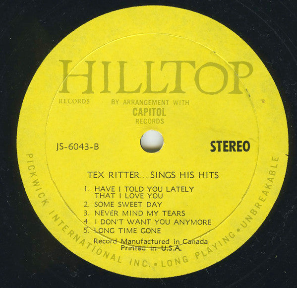 Tex Ritter - Sings His Hits