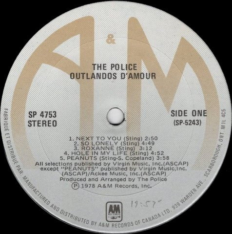 Police, The - Outlandos D'Amour - 1979
