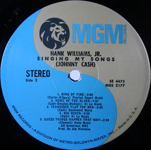 Hank Williams, Jr. - Singing My Songs (Johnny Cash) Vinyl Record