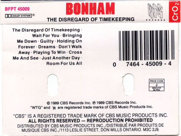 Bonham - The Disregard Of Timekeeping Vinyl Record