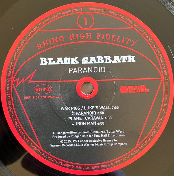 Black Sabbath - Paranoid - 2025