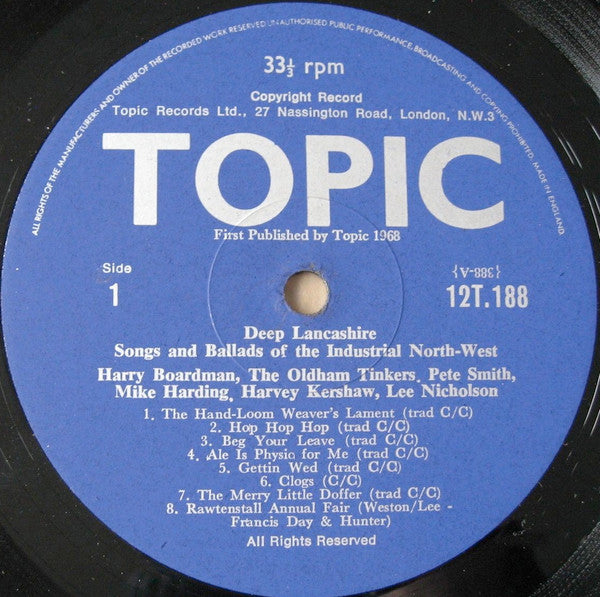 Various - Deep Lancashire Songs And Ballads Of The Industrial North West - 1968