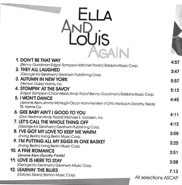 Ella Fitzgerald And Louis Armstrong - Ella And Louis Again (CD) -