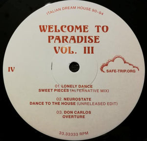 Various - Welcome To Paradise Vol. III: Italian Dream House 90-94 - 2018