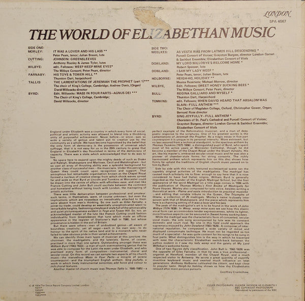 Various - The World Of Elizabethan Music -