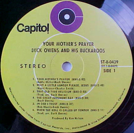 Buck Owens And His Buckaroos - Your Mother's Prayer Vinyl Record