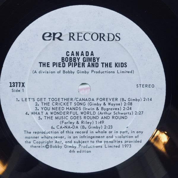 Bobby Gimby - The Pied Piper And The Kids Vinyl Record