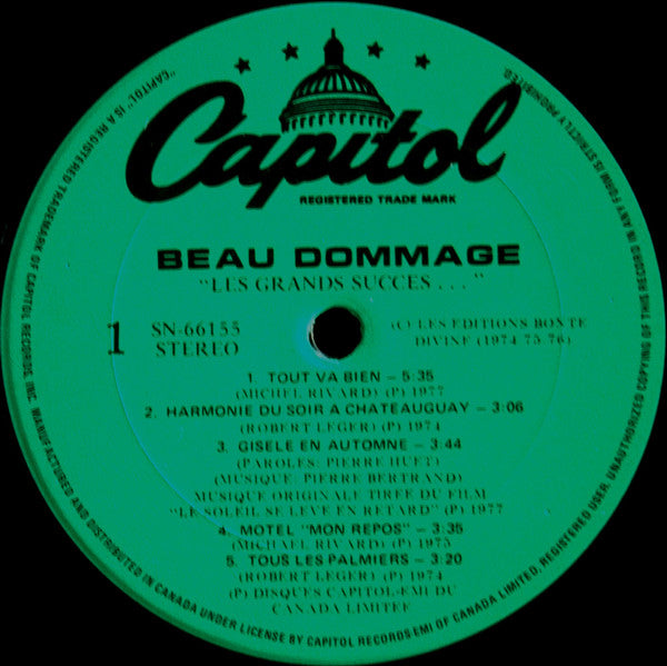 Beau Dommage - Les Grands Succès De Beau Dommage Vinyl Record