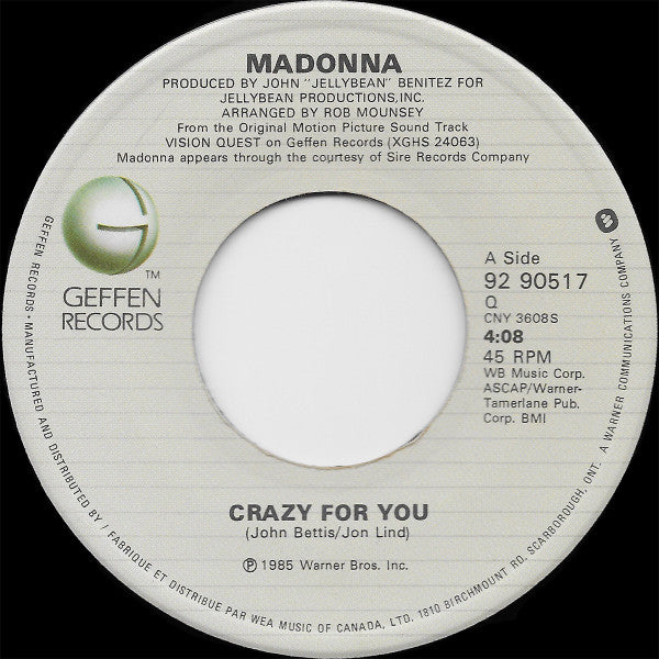 Madonna - Crazy For You / No More Words