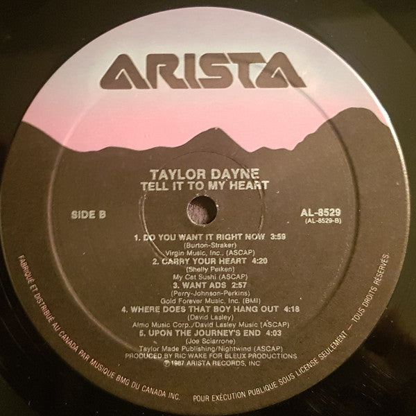 Taylor Dayne - Tell It To My Heart Vinyl Record