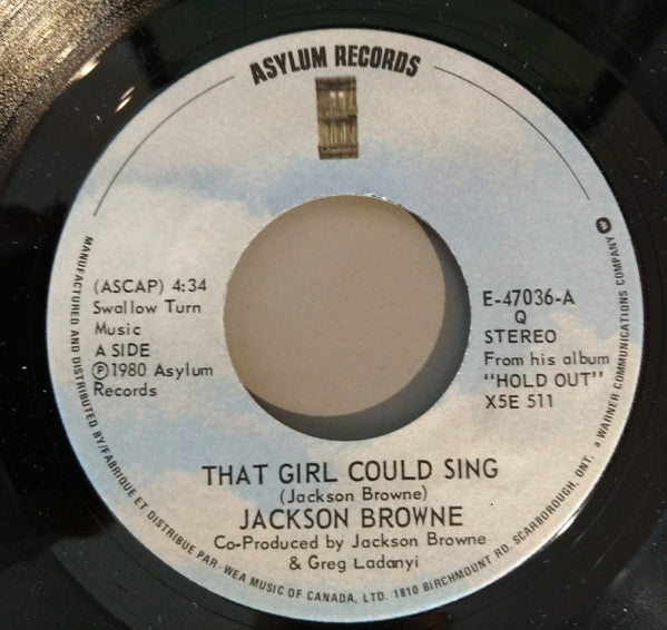 Jackson Browne - That Girl Could Sing / Of Missing Persons Vinyl Record