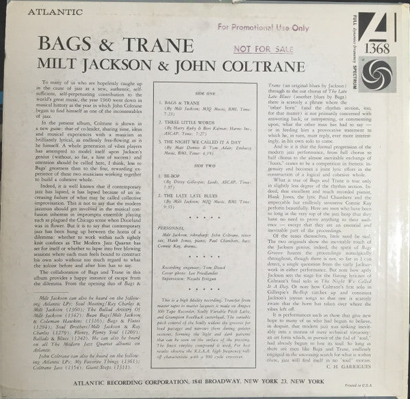 Milt Jackson & John Coltrane - Bags & Trane Vinyl Record