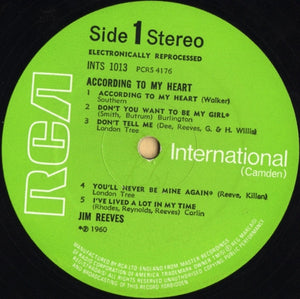 Jim Reeves - According To My Heart - 1969