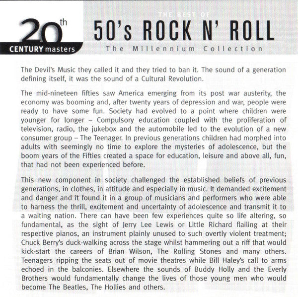 Various - The Best Of 50's Rock N' Roll (CD) - 2002