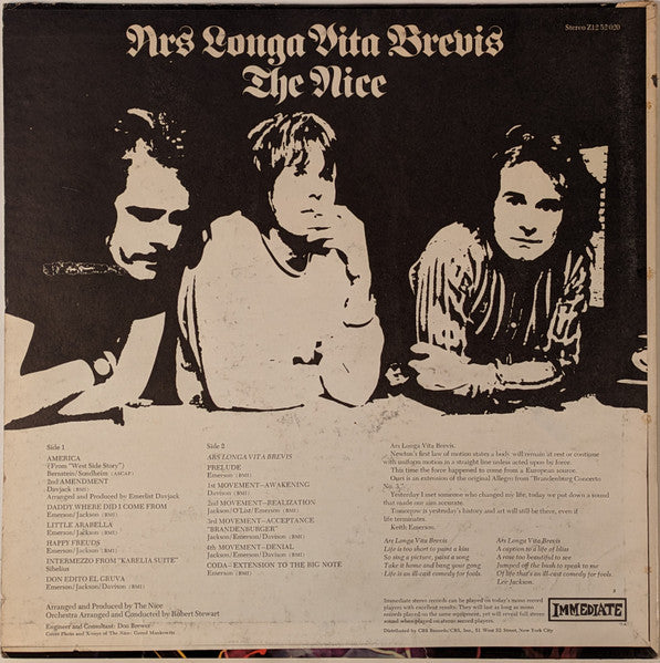 Nice, The - Ars Longa Vita Brevis - 1969