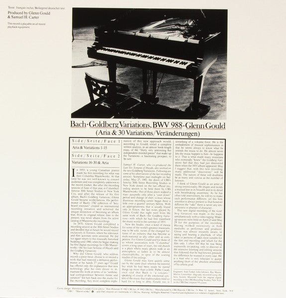 Johann Sebastian Bach - Glenn Gould - The Goldberg Variations - 2015