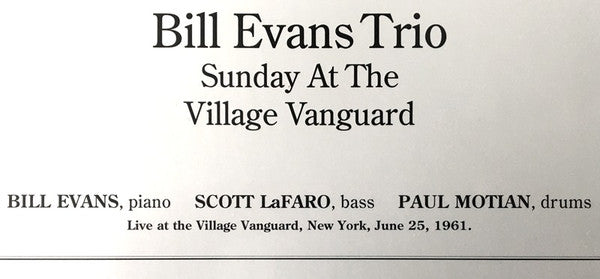 Bill Evans Trio, The - Sunday At The Village Vanguard - 2012