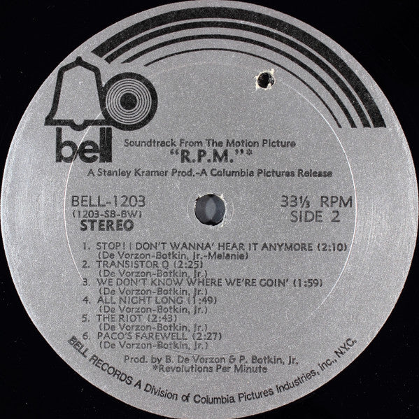 Barry De Vorzon & Perry Botkin Jr. - R.P.M. (The Original Motion Picture Soundtrack) - 1970