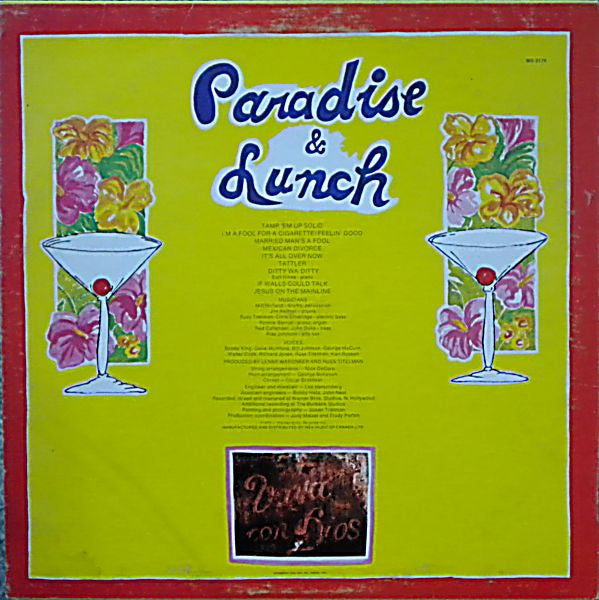 Ry Cooder - Paradise And Lunch Vinyl Record