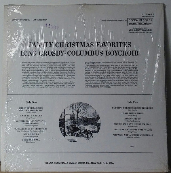 Bing Crosby - Bing Crosby And The Columbus Boychoir Sing Family Christmas Favorites