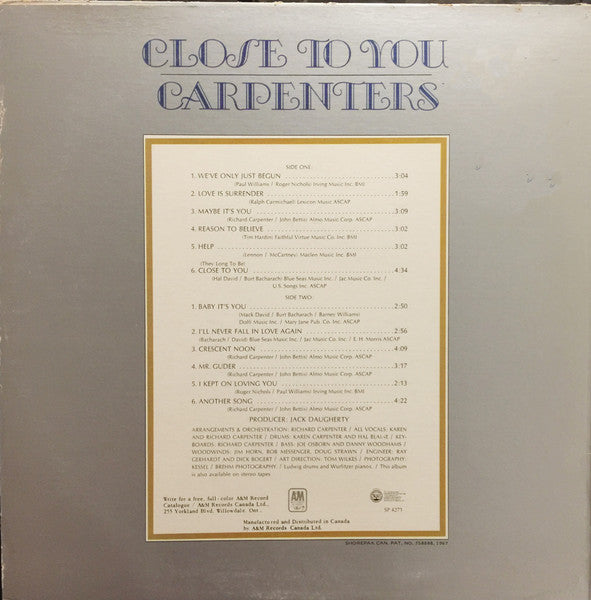 Carpenters - Close To You - 1970