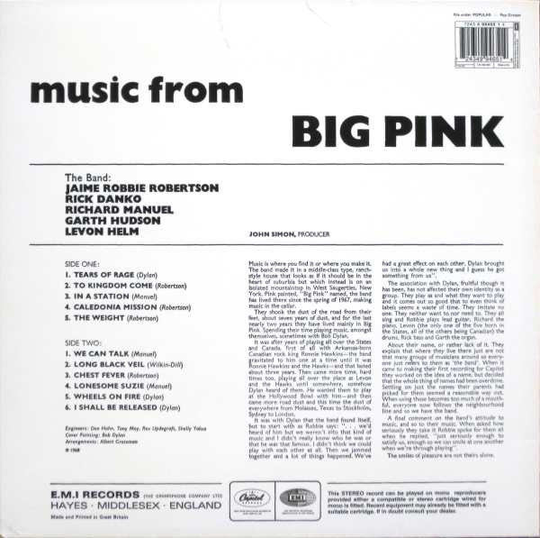 The Band - Music From Big Pink Vinyl Record