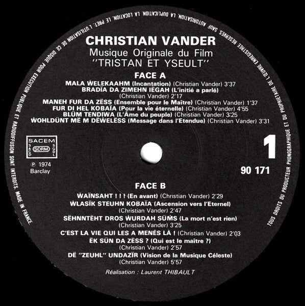 Christian Vander - Tristan Et Iseult (Musique Originale Du Film D'Yves Lagrange)