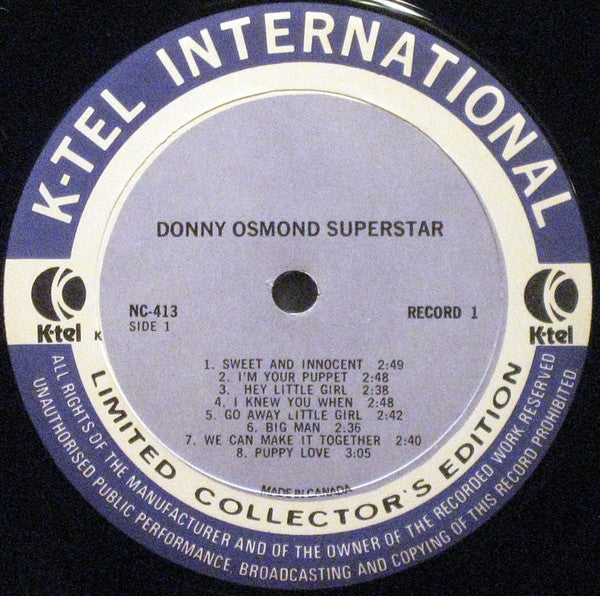 Donny Osmond - Superstar Vinyl Record