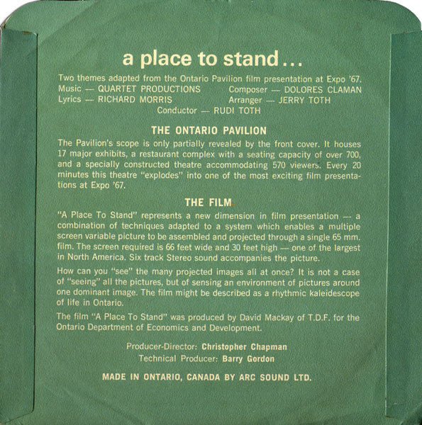 Jerry Toth Orchestra, The And Jerry Toth Singers, The Conducted By Jerry Toth - A Place To Stand... - 1967
