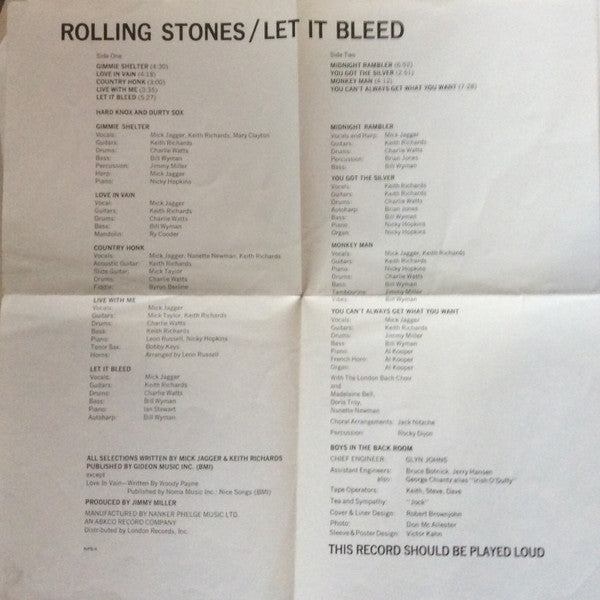 Rolling Stones, The - Let It Bleed - 1969