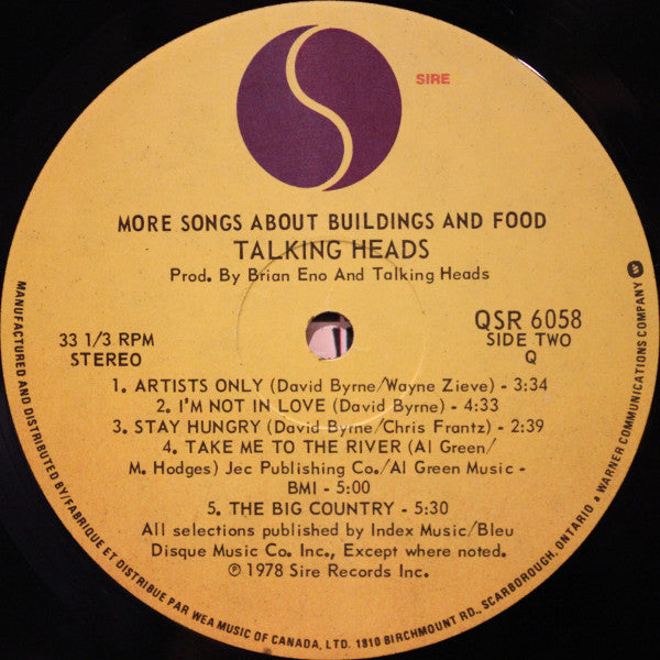 Talking Heads - More Songs About Buildings And Food