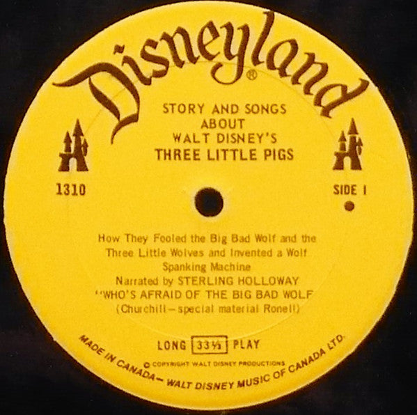Sterling Holloway With Tutti Camarata - Story And Songs About Walt Disney's 3 Little Pigs -