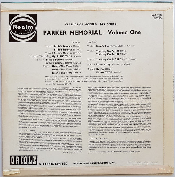 Charlie Parker - Charlie Parker Memorial Volume One Vinyl Record